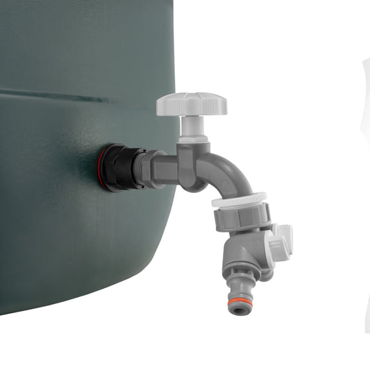 Water Butt Kit 1/2" with Grey Dial Tap + Two-Way Splitter