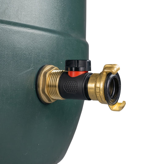 Water Butt Brass Kit 1" with In-Line Valve + Geka