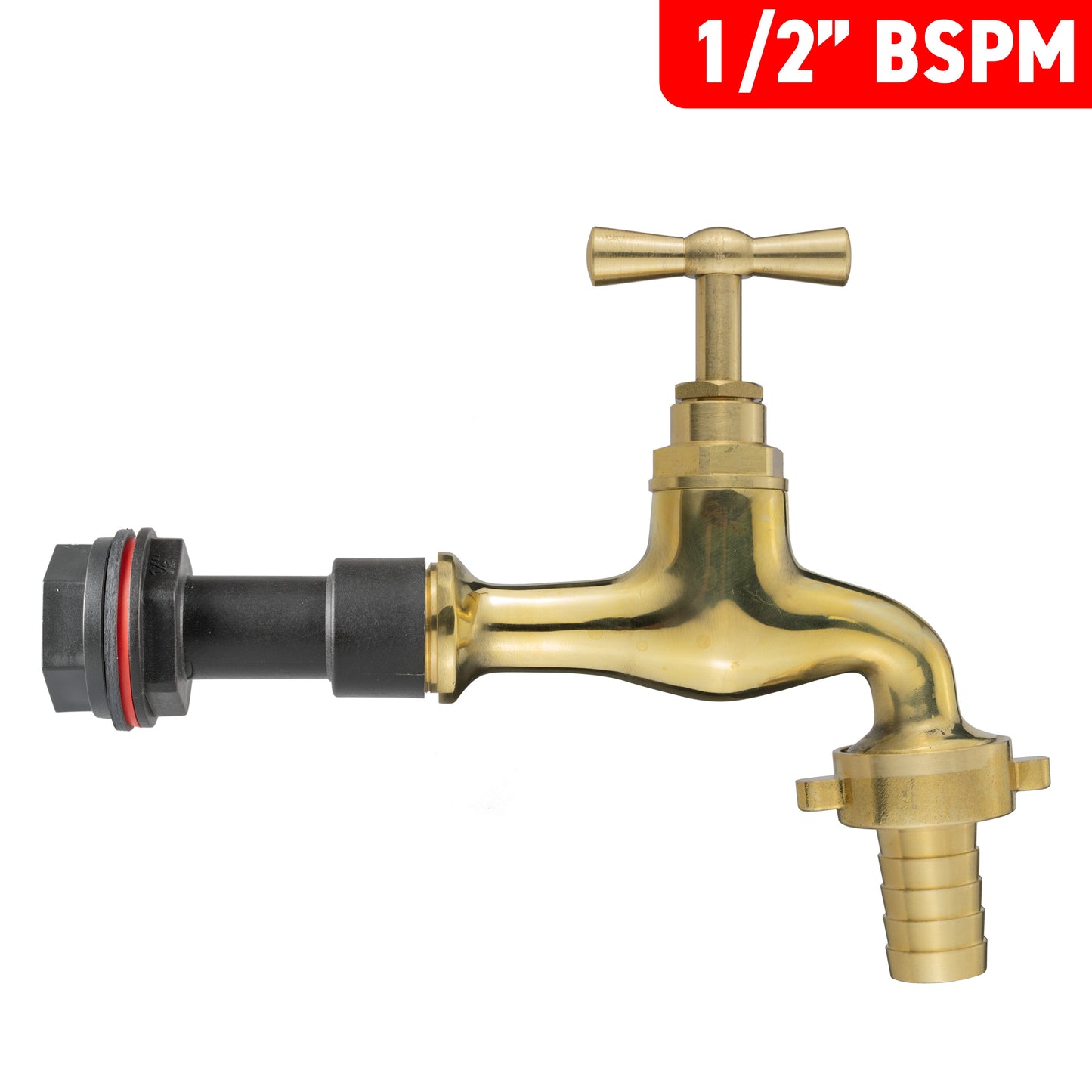Water Butt Extension Kit 1/2" with 13mm Barbed Polished Brass Tap and Drill Bit