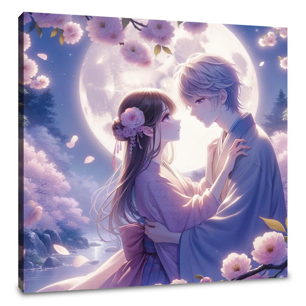 Moonlit Blossom Embrace Canvas