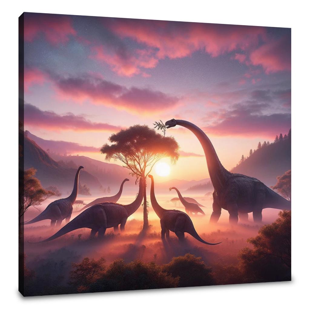 Morning Mist Brachiosaurus Canvas
