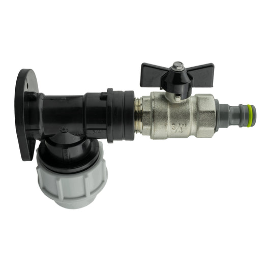 Wall Flange Kit 32mm MDPE + Bib Valve + Click Lock Male Lime