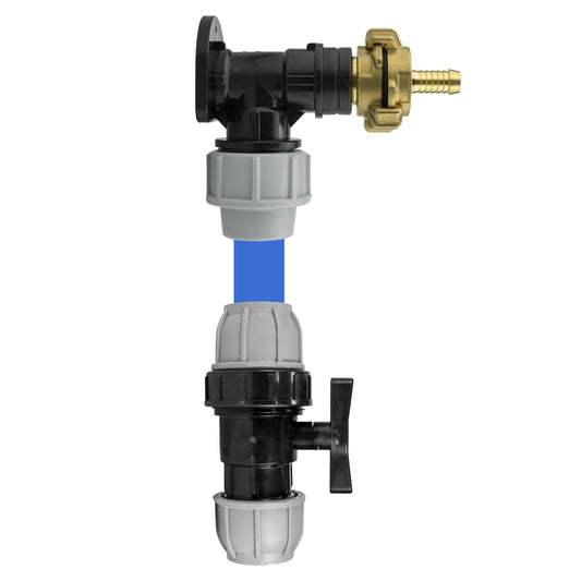Wall Flange Kit 32mm MDPE + 32mm MDPE Valve + 13mm Barbed Geka Set