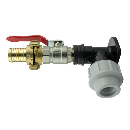 Wall Flange Kit 32mm MDPE + Lever Valve + 25mm Barbed Geka Set