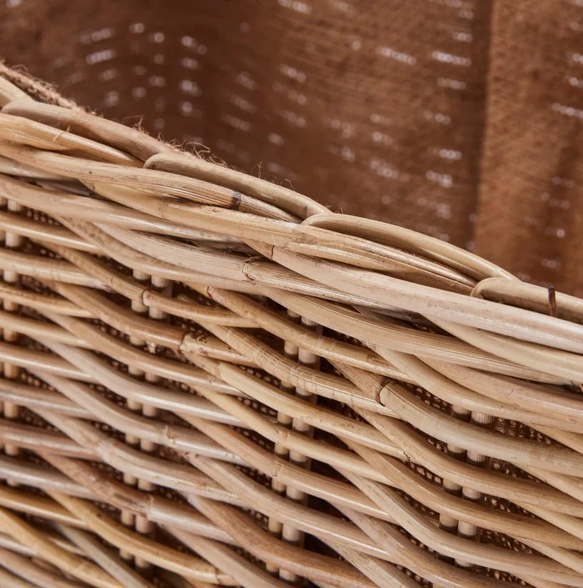 Wovenhill Kubu Rattan Rectangular Log Basket with Wheels