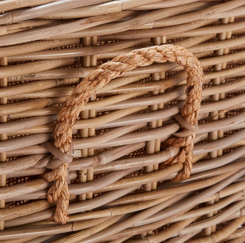 Wovenhill Kubu Rattan Rectangular Log Basket with Wheels