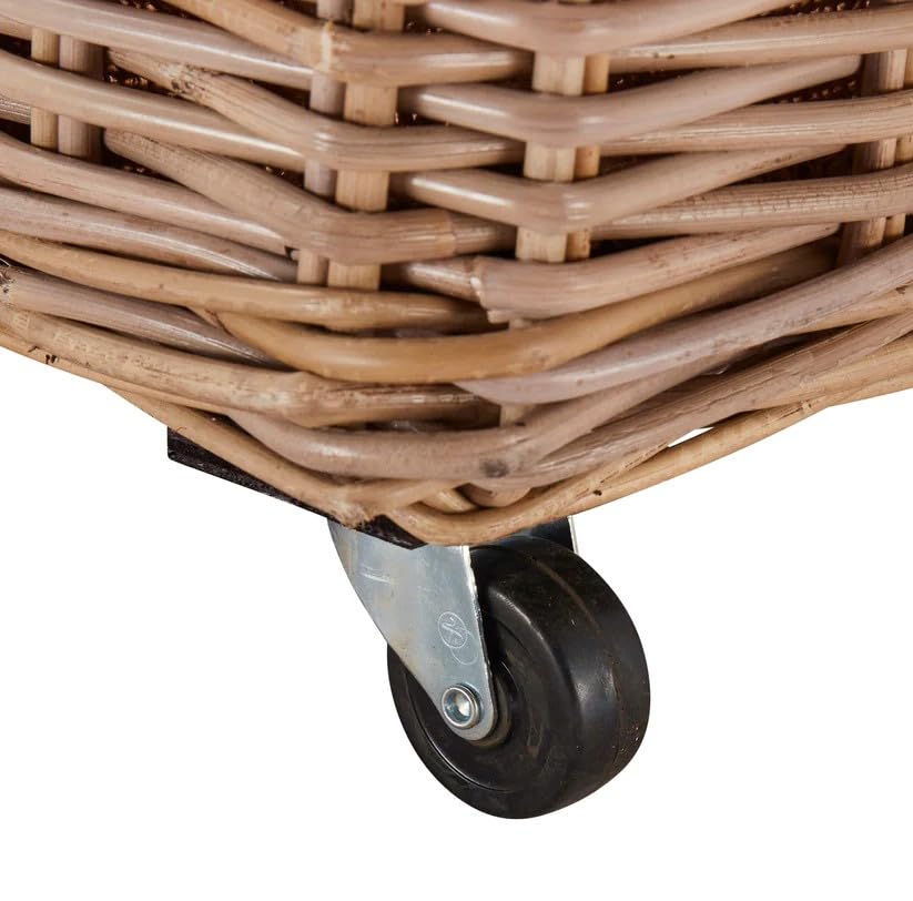 Wovenhill Kubu Rattan Rectangular Log Basket with Wheels