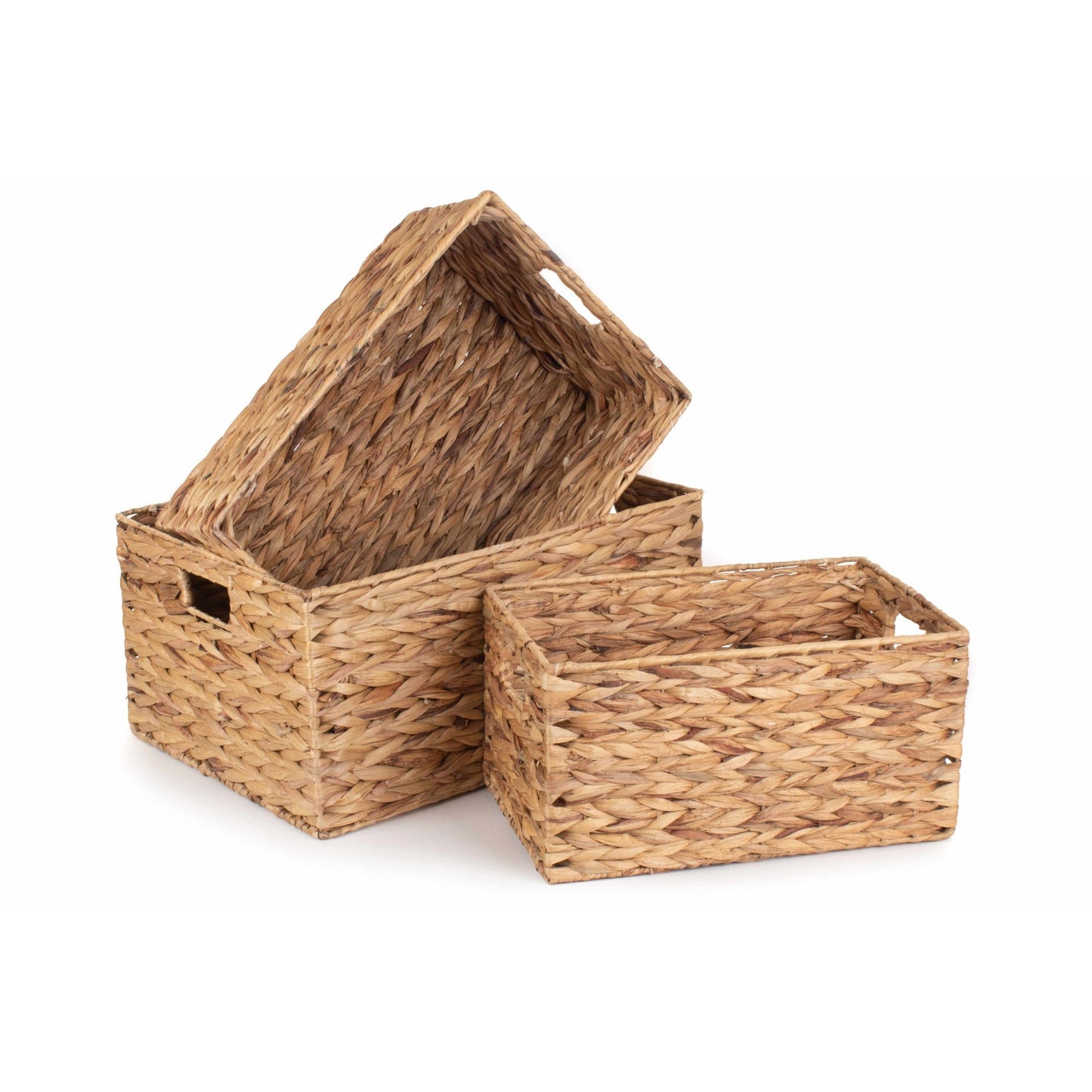 Water Hyacinth Rectangular Storage Baskets Set of 3