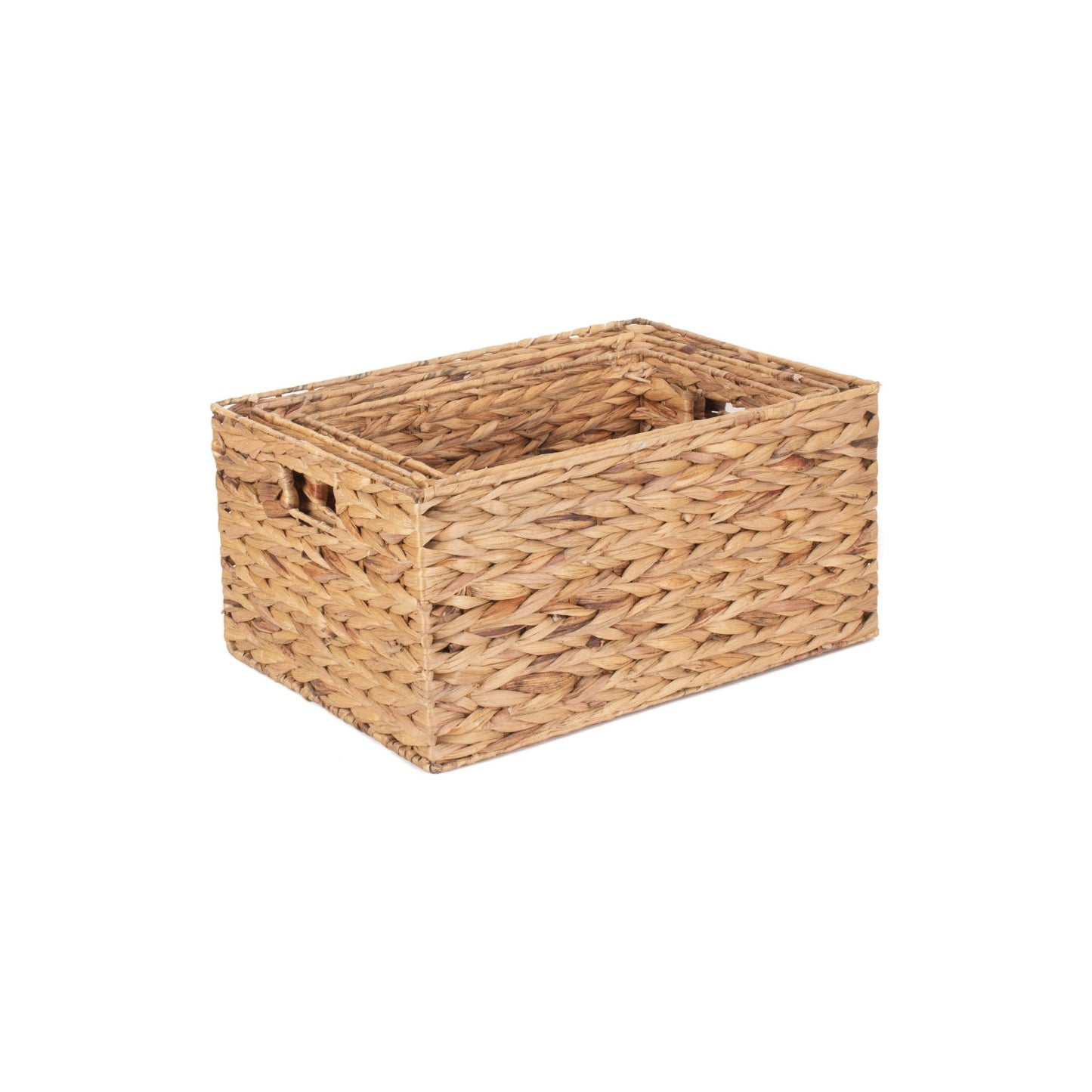Water Hyacinth Rectangular Storage Baskets Set of 3