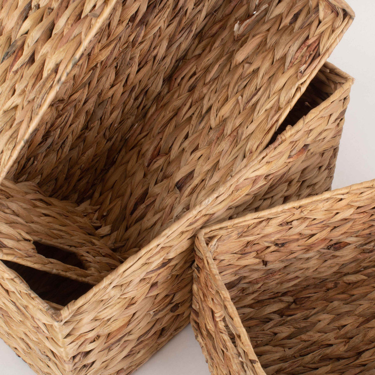 Water Hyacinth Rectangular Storage Baskets Set of 3