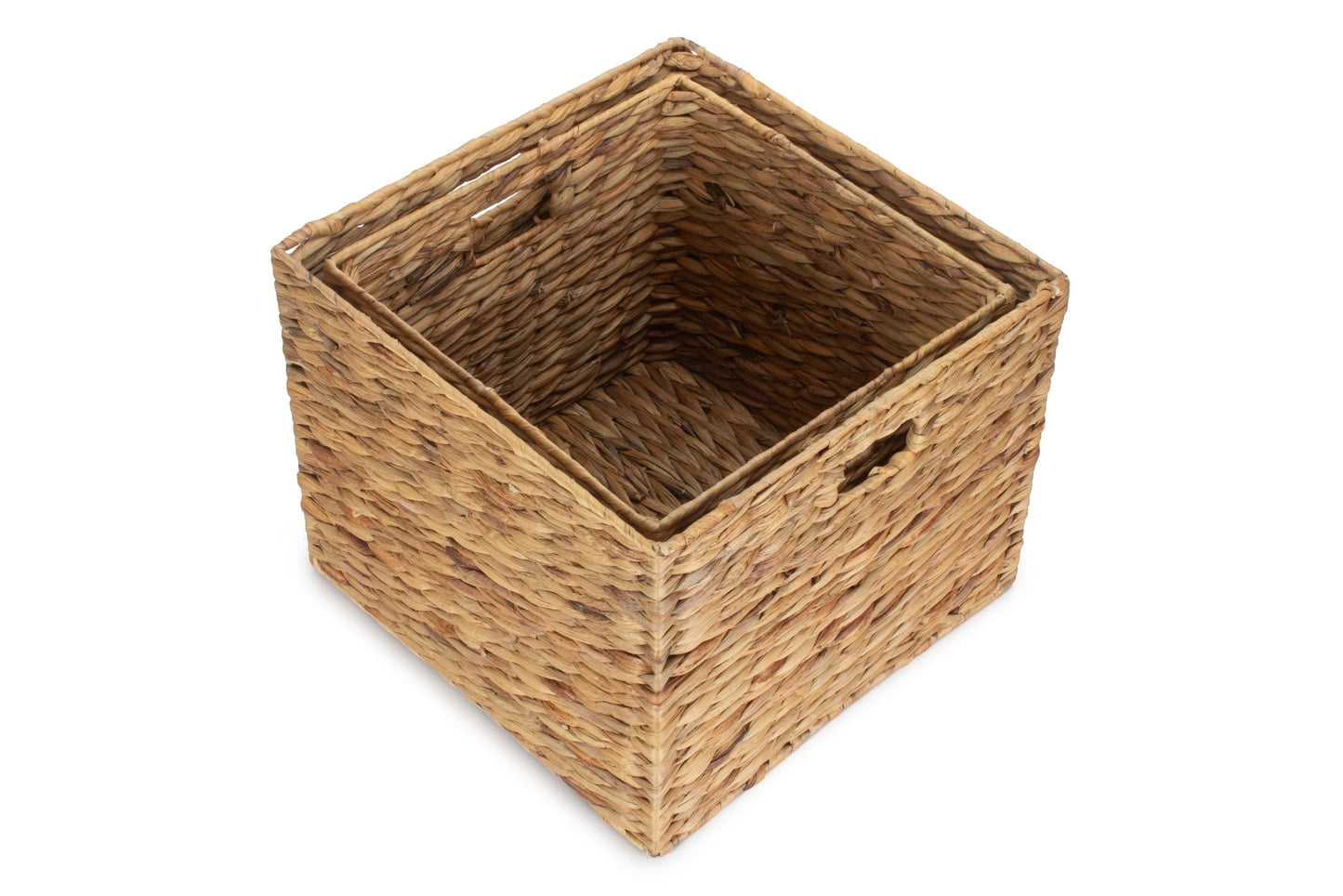 Set of 2 Square Water Hyacinth Storage Baskets