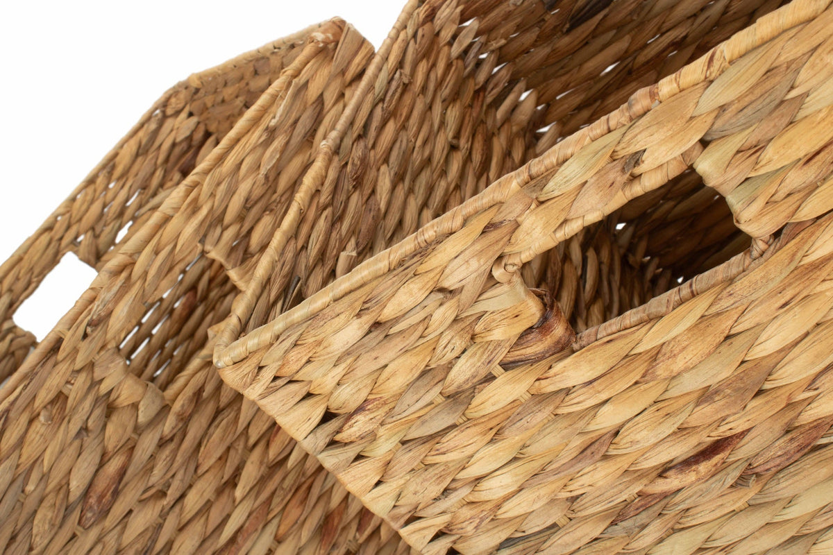 Set of 2 Square Water Hyacinth Storage Baskets