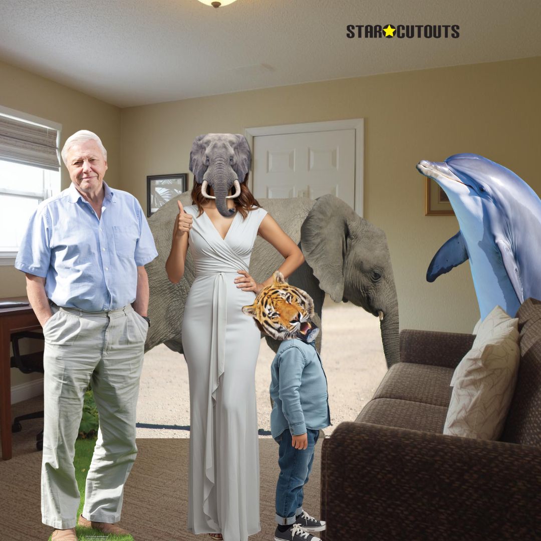 CS774 David Attenborough Height 178cm Lifesize Cardboard Cut Out With Mini