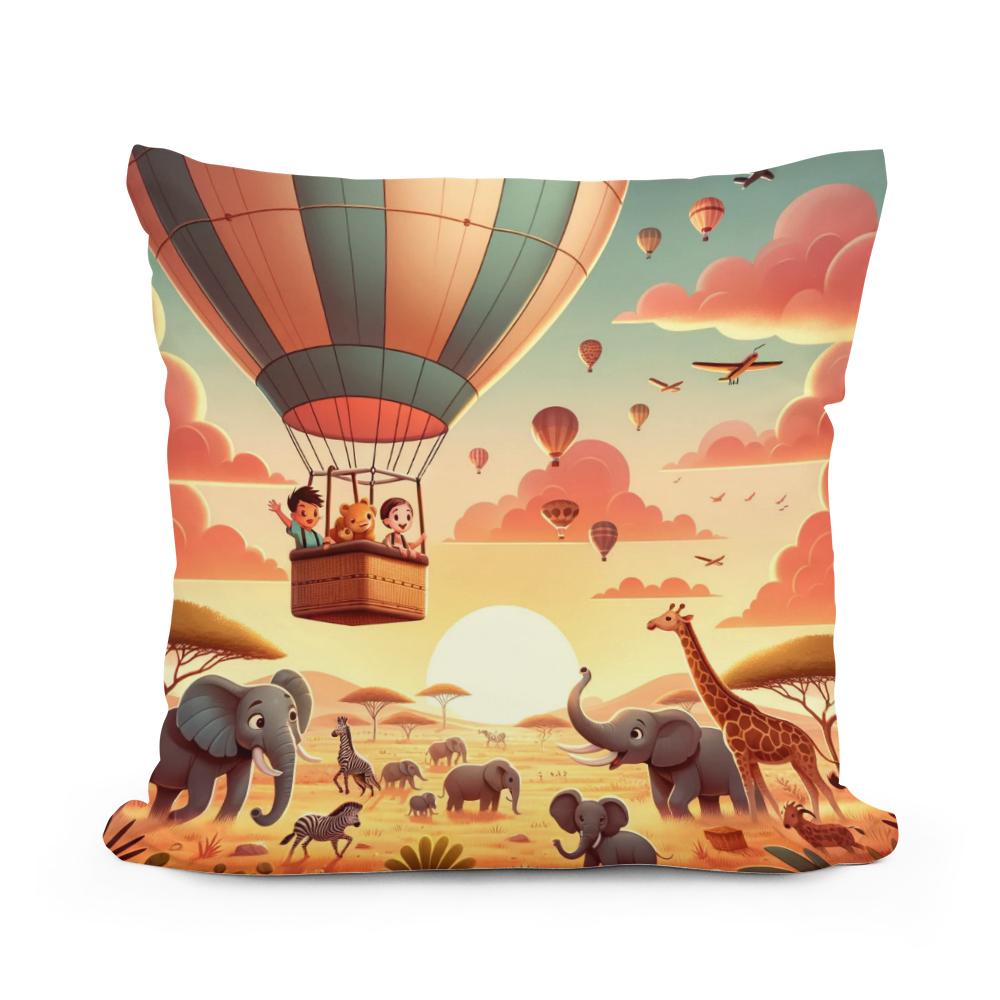 Safari Balloon Adventure Cotton Cushion