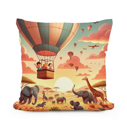Safari Balloon Adventure Cotton Cushion