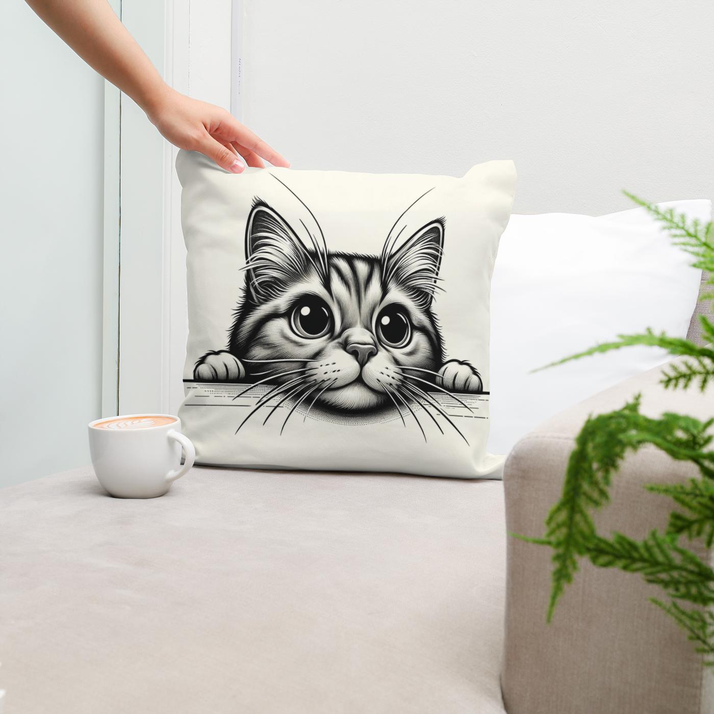 Curious Cat Cotton Cushion