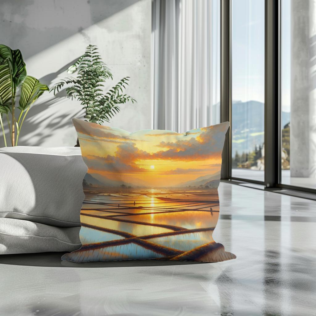 India's Sunset Serenity Cotton Cushion