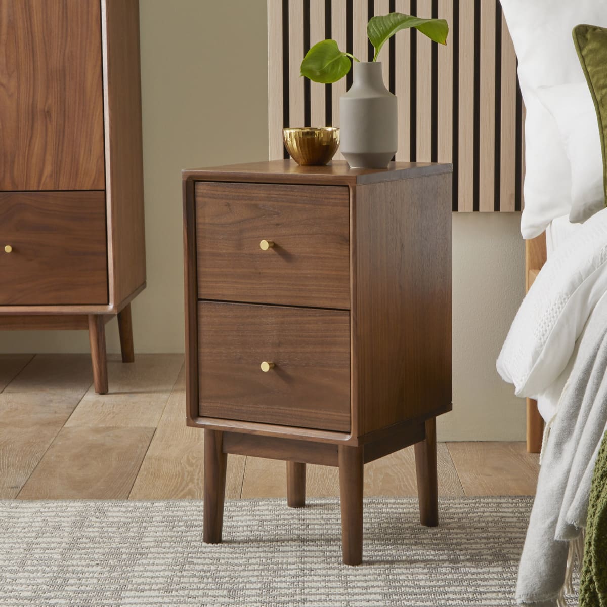 Wright Narrow Walnut Bedside Table