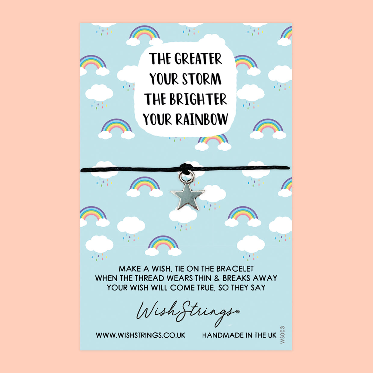 WishStrings ‘The Greater the Storm, the Brighter the Rainbow’ Wish Bracelet | Inspirational Gift | Meaningful Wish Bracelet for Positivity