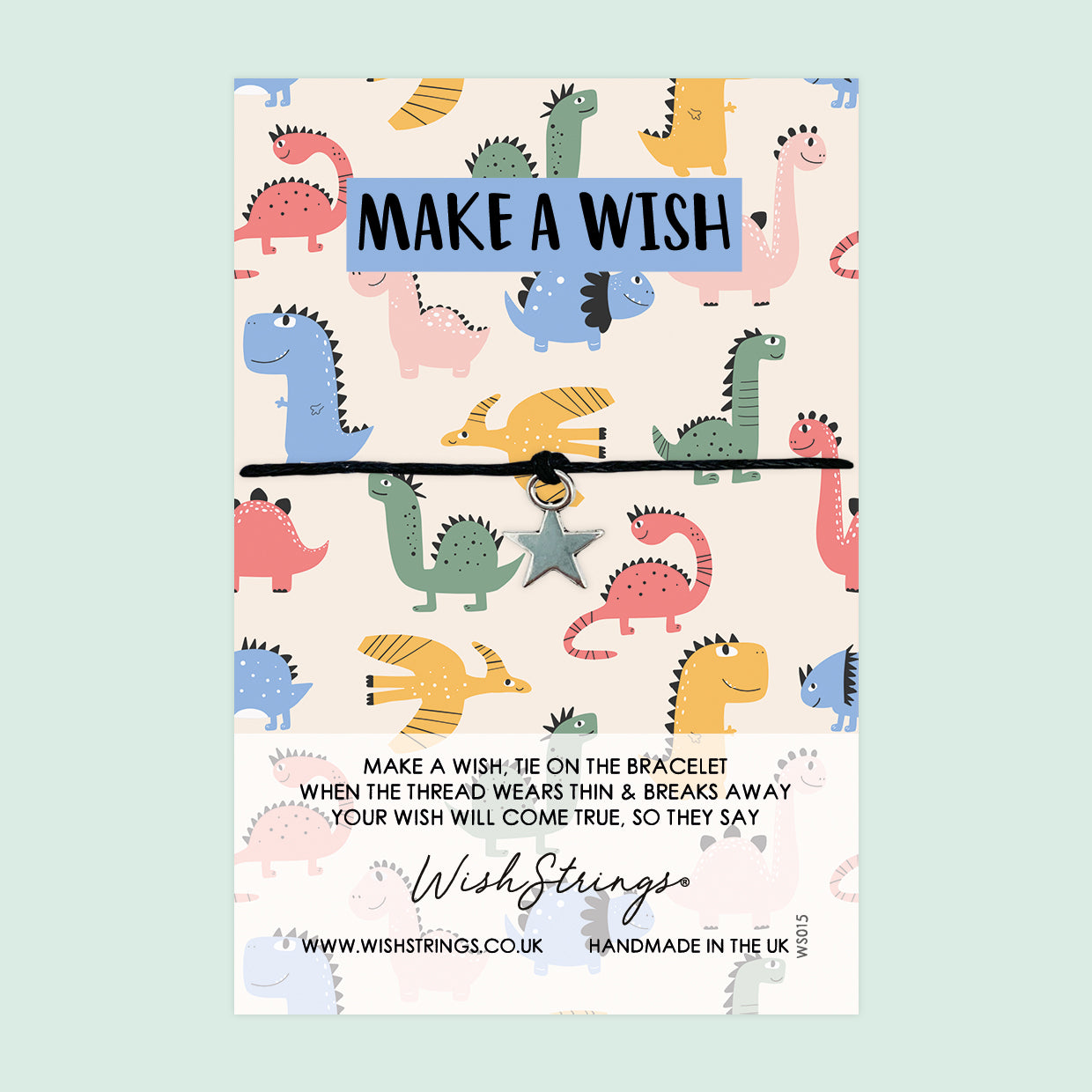 WishStrings Wish Bracelet – Dinosaur Pattern Make A Wish Bracelet | Gift Card Included