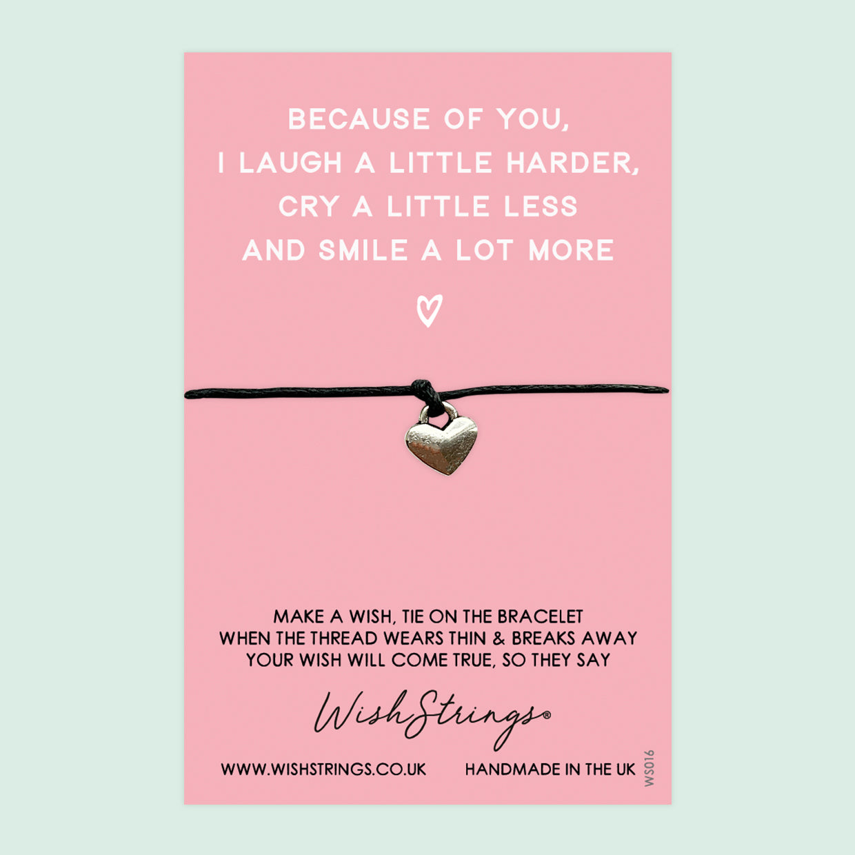 WishStrings Wish Bracelet – Because of You Friendship Gift with Gift Card Included