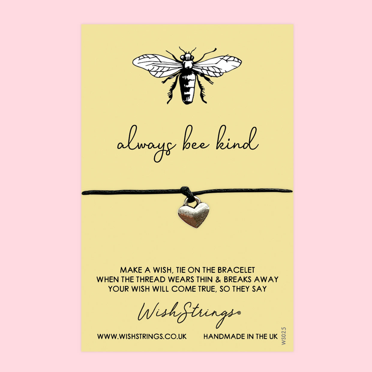 Always Bee Kind Bracelet – Positivity Wish Bracelet Gift Card | Handmade Cotton