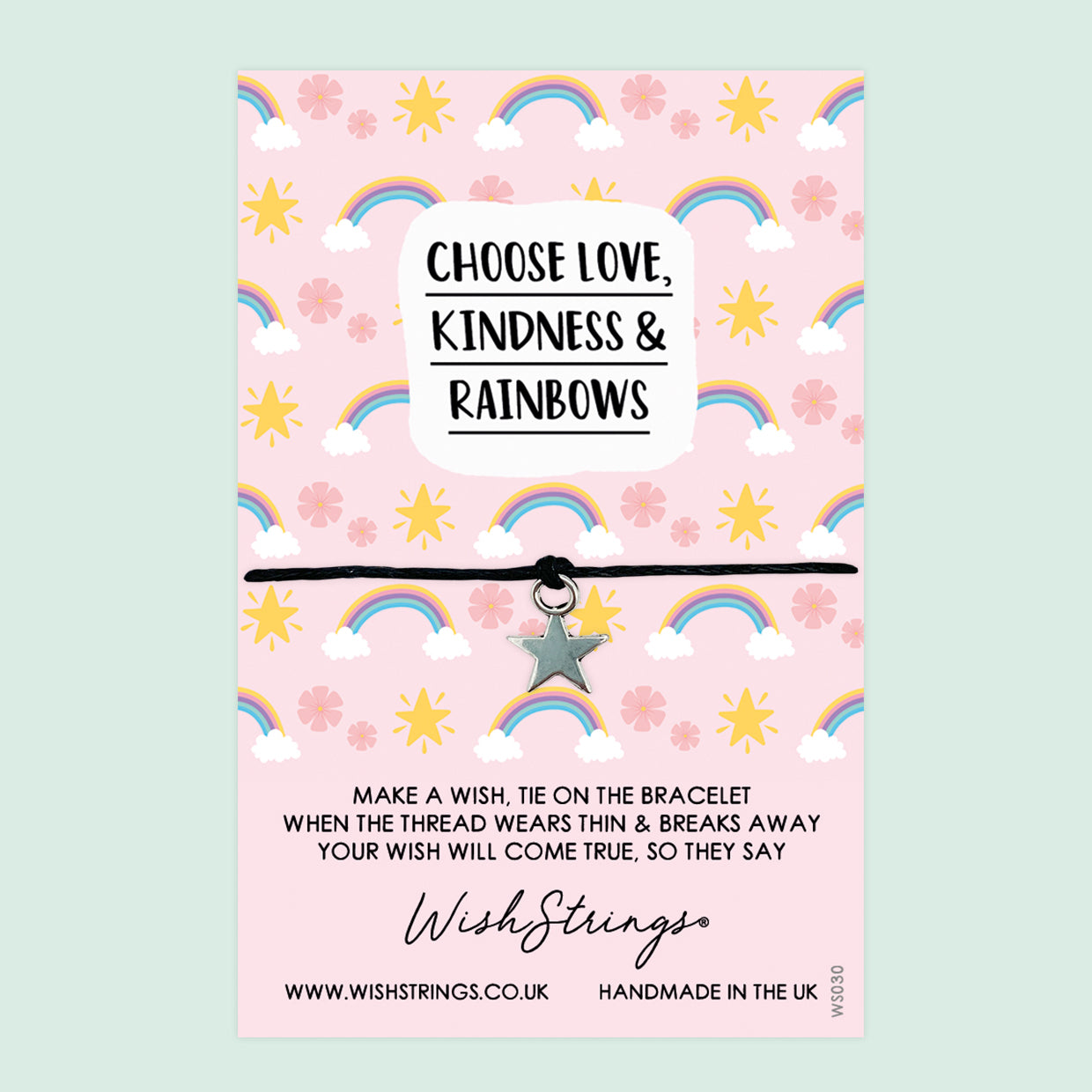 Wish Bracelet – Handmade Rainbow Design Bracelet | Positivity Gift | Kindness Reminder Card