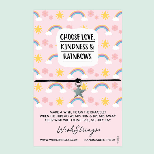 Wish Bracelet – Handmade Rainbow Design Bracelet | Positivity Gift | Kindness Reminder Card