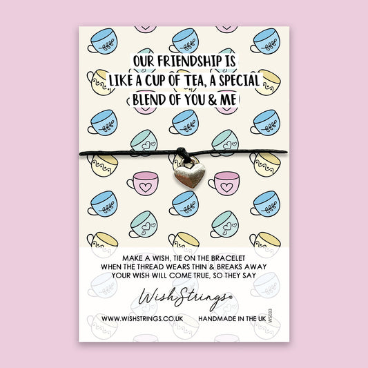 Friendship Quote Bracelet – Handmade Waxed Cotton Adjustable Gift Card Included