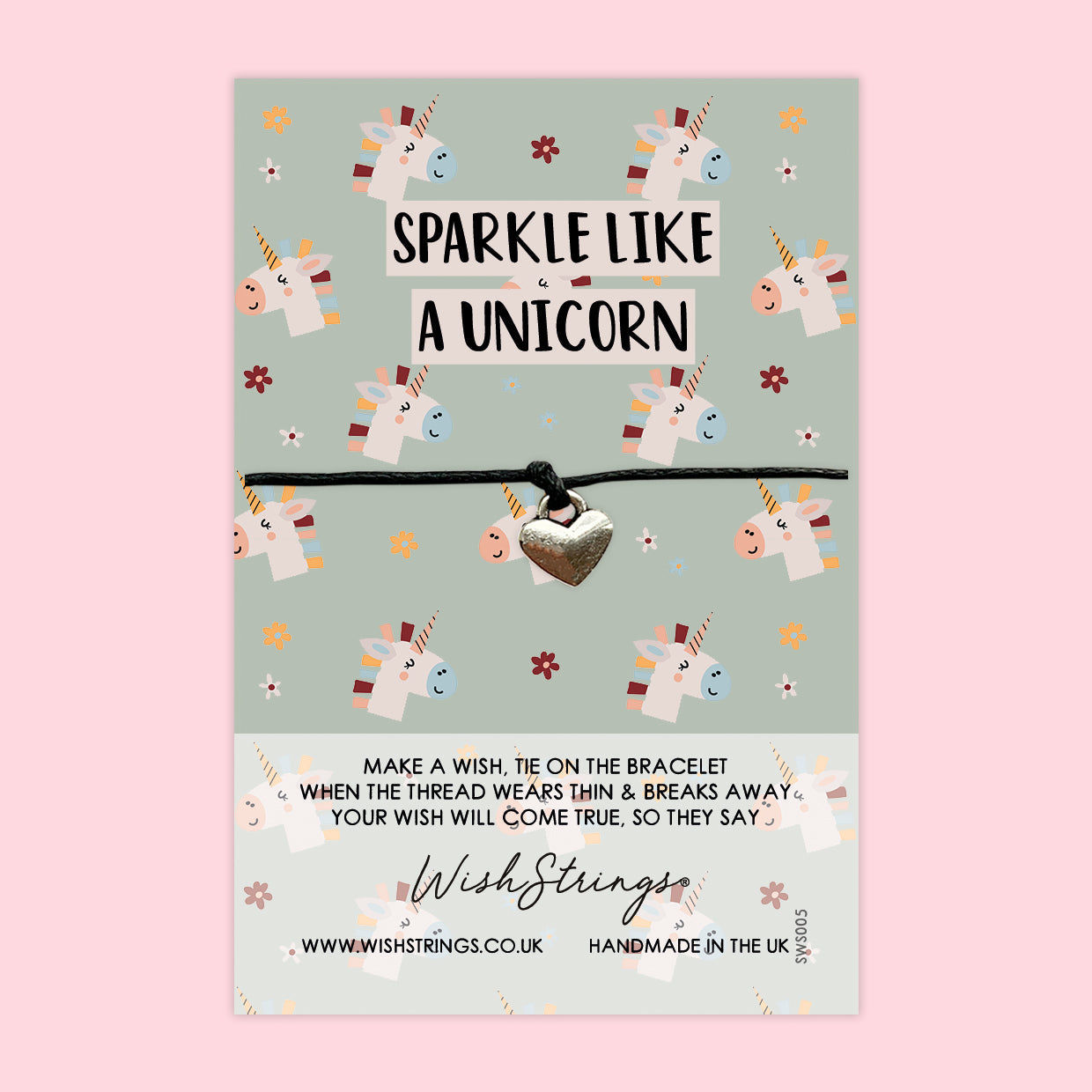 Wish Bracelet Sparkle Like Unicorn – Friendship Bracelet on Positive Gift Card