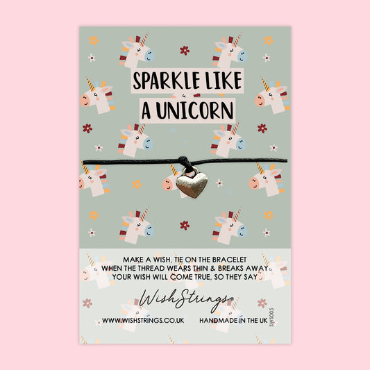 Wish Bracelet Sparkle Like Unicorn – Friendship Bracelet on Positive Gift Card