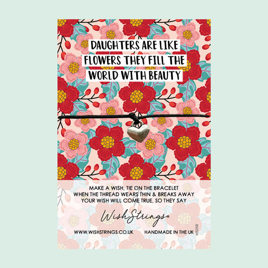 Wish Bracelet Daughter – Floral Pattern Bracelet | Heartfelt Gift Mum | Uplifting Quote Card