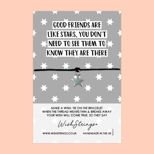WishStrings ‘Good Friends Are Like Stars’ Wish Bracelet | Thoughtful Friendship Gift | Meaningful Bracelet for Long-Distance Friends