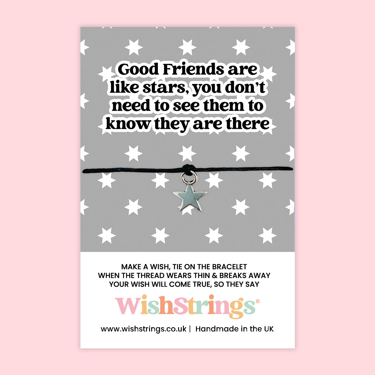 WishStrings ‘Good Friends Are Like Stars’ Wish Bracelet | Thoughtful Friendship Gift | Meaningful Bracelet for Long-Distance Friends