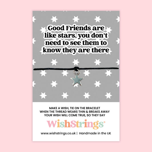 WishStrings ‘Good Friends Are Like Stars’ Wish Bracelet | Thoughtful Friendship Gift | Meaningful Bracelet for Long-Distance Friends