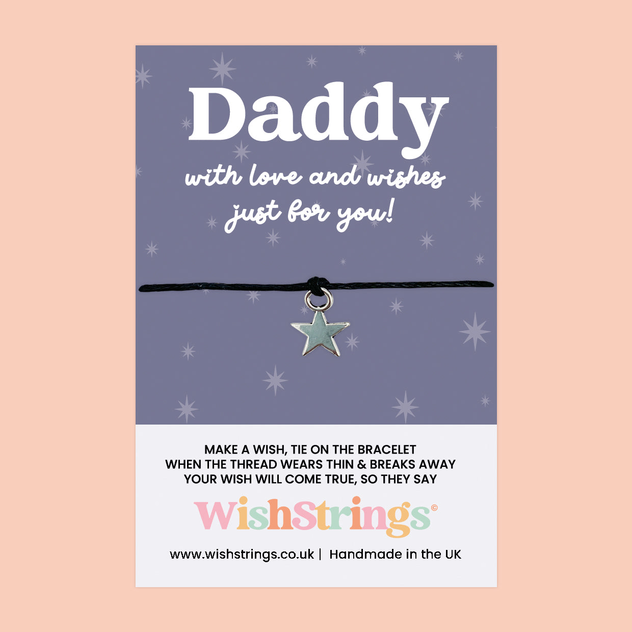 Daddy WishStrings Bracelet – Handmade Waxed Cotton Father's Day Bracelet With Gift Card