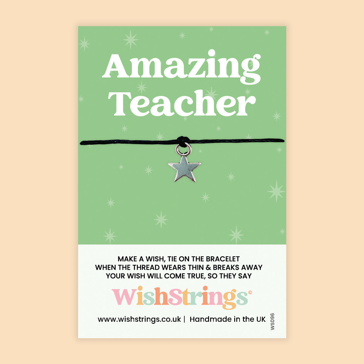 Teacher Wish Bracelet - Thank You Teacher Gift | End of Term Present | Classroom Keepsake Card