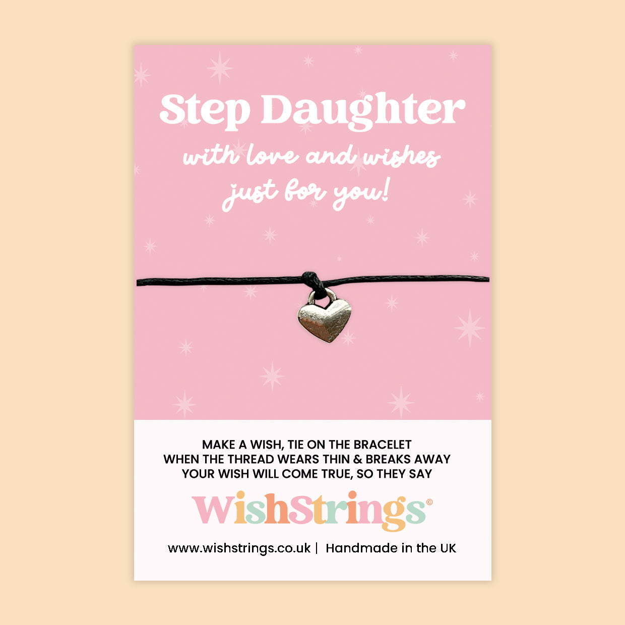 WishStrings ‘Step Daughter – With Love and Wishes Just for You’ Wish Bracelet | Thoughtful Gift for Stepdaughter | Handmade Sentimental Keepsake