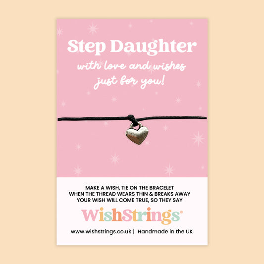 WishStrings ‘Step Daughter – With Love and Wishes Just for You’ Wish Bracelet | Thoughtful Gift for Stepdaughter | Handmade Sentimental Keepsake