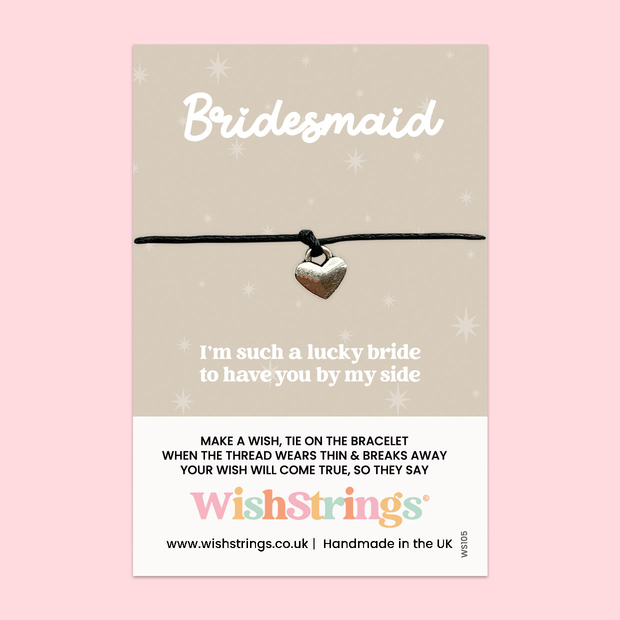 WishStrings Wish Bracelet – Handmade Bridesmaid Bracelet | Wedding Keepsake Gift Card