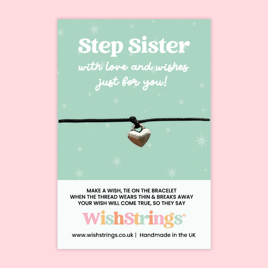 WishStrings ‘Step Sister – With Love and Wishes Just for You’ Wish Bracelet | Thoughtful Keepsake Gift | Handmade Bracelet for Step-Siblings