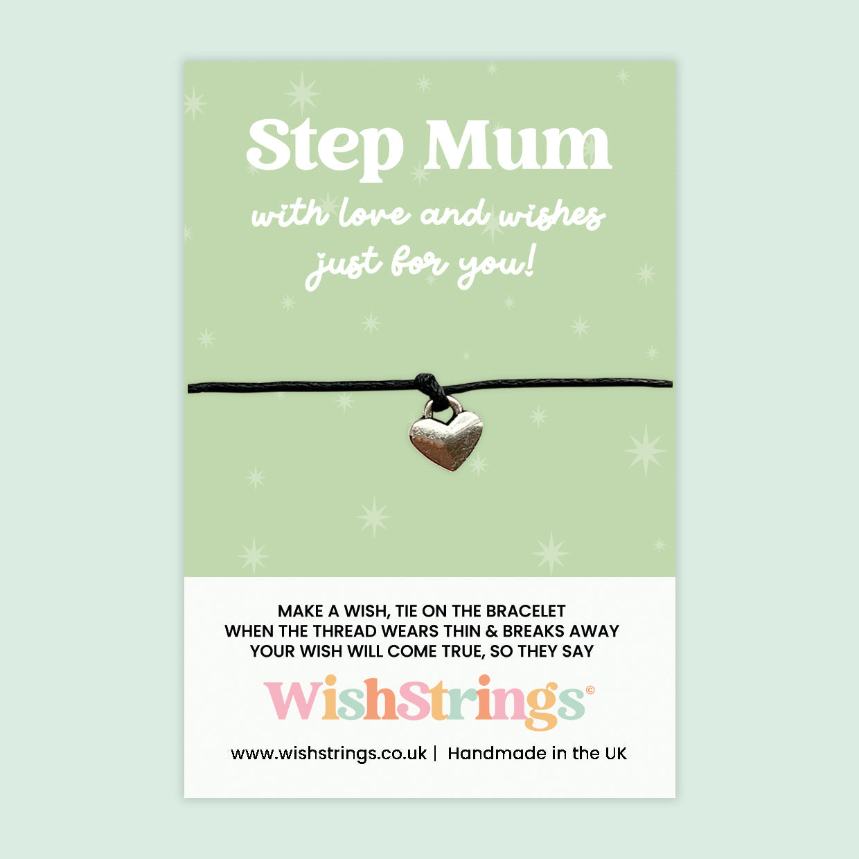 WishStrings ‘Step Mum – With Love and Wishes Just for You’ Wish Bracelet | Thoughtful Gift for Stepmum | Handmade Keepsake Jewellery