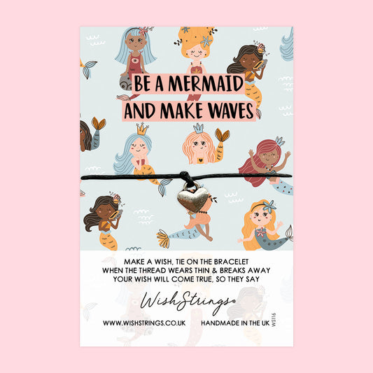 WishStrings ‘Be a Mermaid and Make Waves’ Wish Bracelet | Positive Gift | Meaningful Keepsake for Confidence & Inspiration