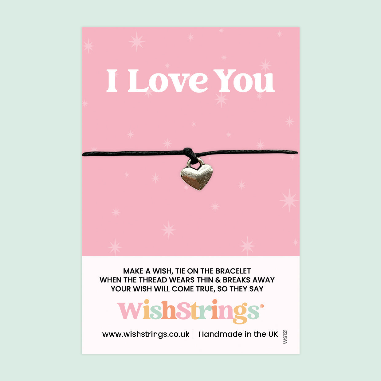 I Love You Bracelet – Waxed Cotton Wish Bracelet | Anniversary Gift Card Included