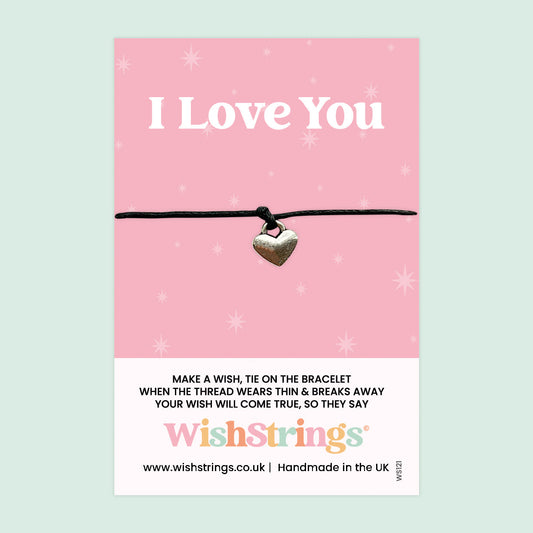 I Love You Bracelet – Waxed Cotton Wish Bracelet | Anniversary Gift Card Included