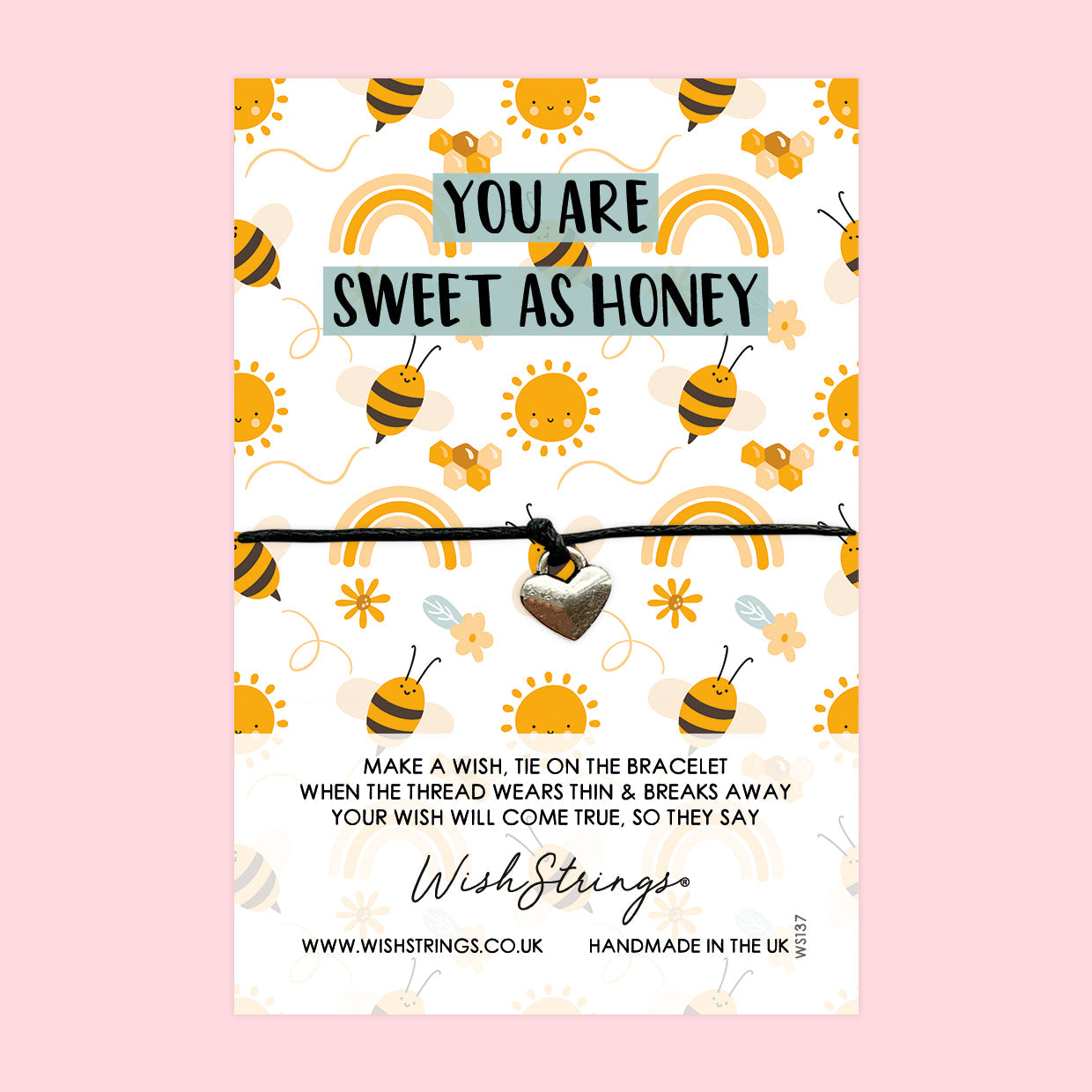 WishStrings Wish Bracelet – Warm Hearted Jewelry | Sweet As Honey Celebration Gift Card