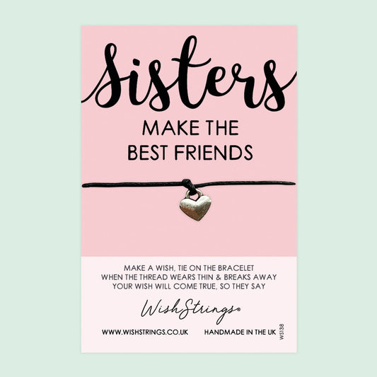 Sisters Best Friends Bracelet – Handmade Wax Cord With Gift Card – Thoughtful Sister Present