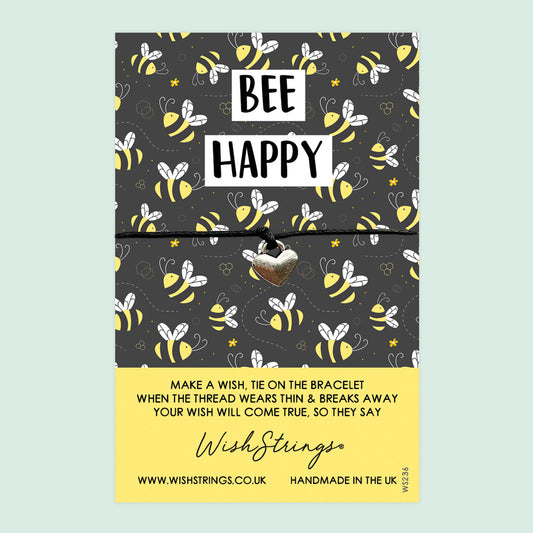 WishStrings ‘Bee Happy’ Wish Bracelet | Motivational Bee-Themed Gift | Meaningful Positivity & Encouragement Bracelet