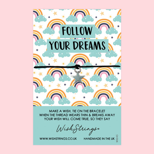 WishStrings ‘Follow Your Dreams’ Wish Bracelet | Rainbow Pattern Design | Meaningful Gift for Luck, Success & New Beginnings