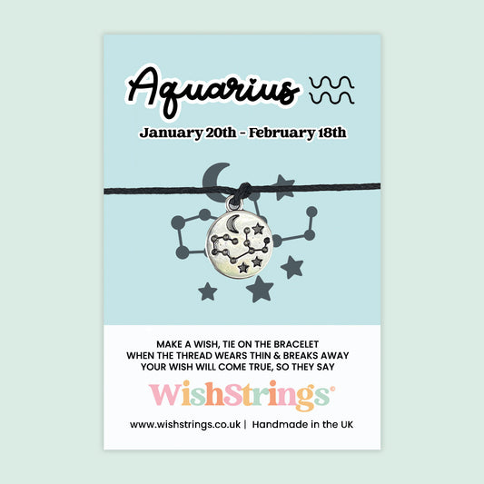 Aquarius Star Sign Bracelet – Zodiac Keepsake Bracelet With Gift Card For Birthday